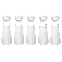 5 Sets Children's Apron And Chef Hat Set Adjustable Children's Kitchen Apron For Cooking And Painting