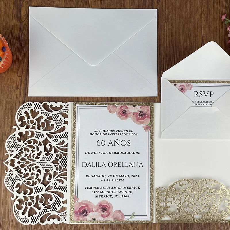 5/10/20pcs Laser Cut Wedding Invitations Card Vintage Wedding Bridal Shower Decor Gift Greeting Card Kits Event Party Supplies