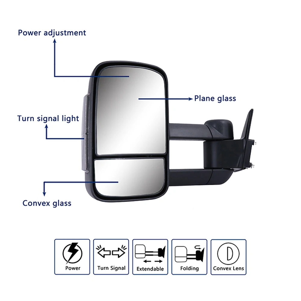 Hot sales Car side Rear view mirror for Toyota land cruiser 80 series 1990-1998 RHD Towing mirrors Electric Black with signal