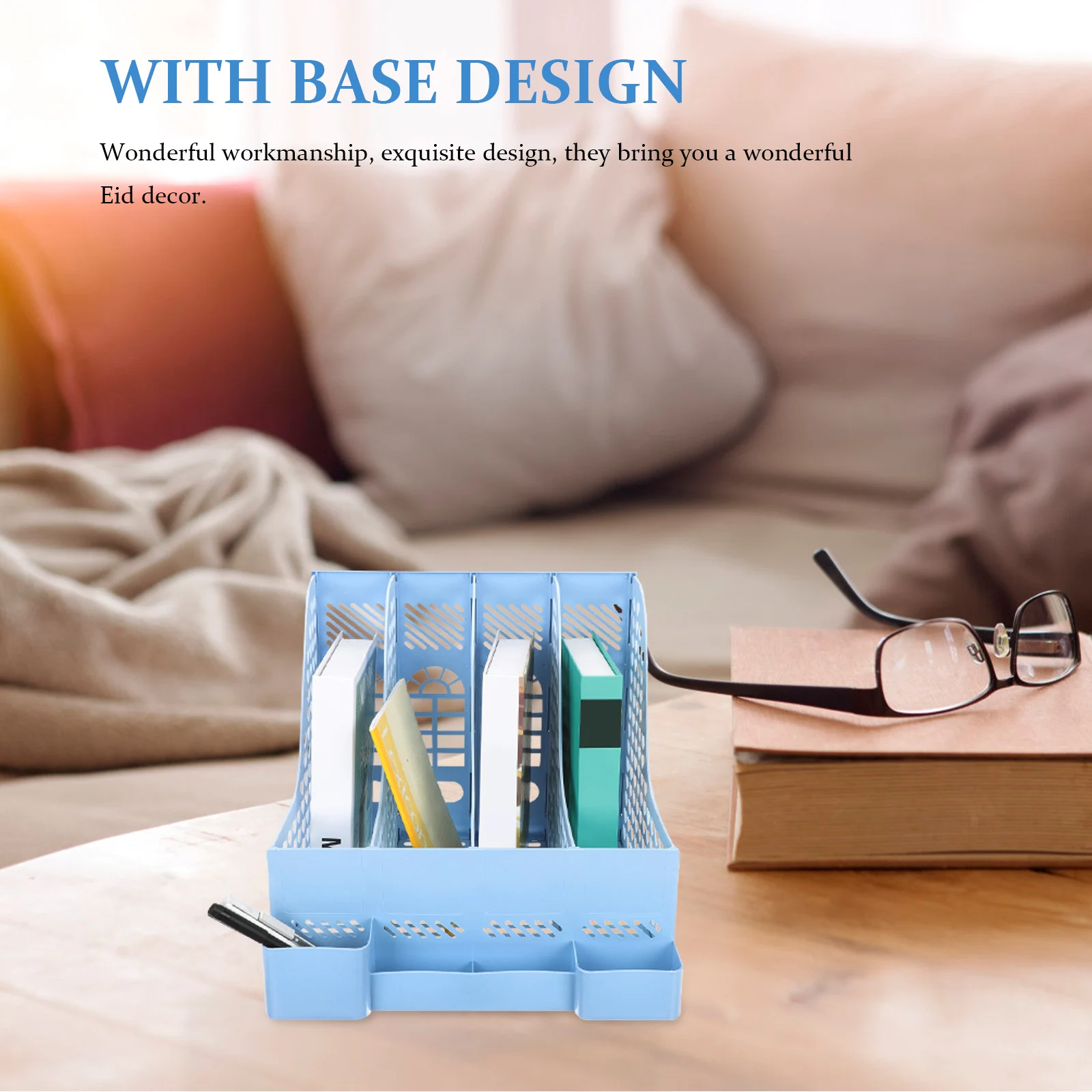 

Plastic File Storage Box Document Organizer Desk Folder Holder Office Study Accessories Multi-Compartment Bookshelf Household
