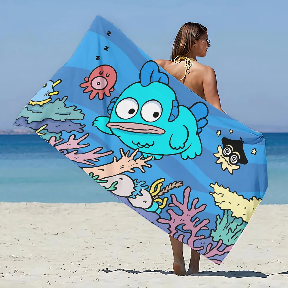 Sanrios Pochacco Hangyodon Beach Towel Microfiber Sand Quick Dry Soft Sandproof Pool Towels for Women Travel Gym Shower Camping