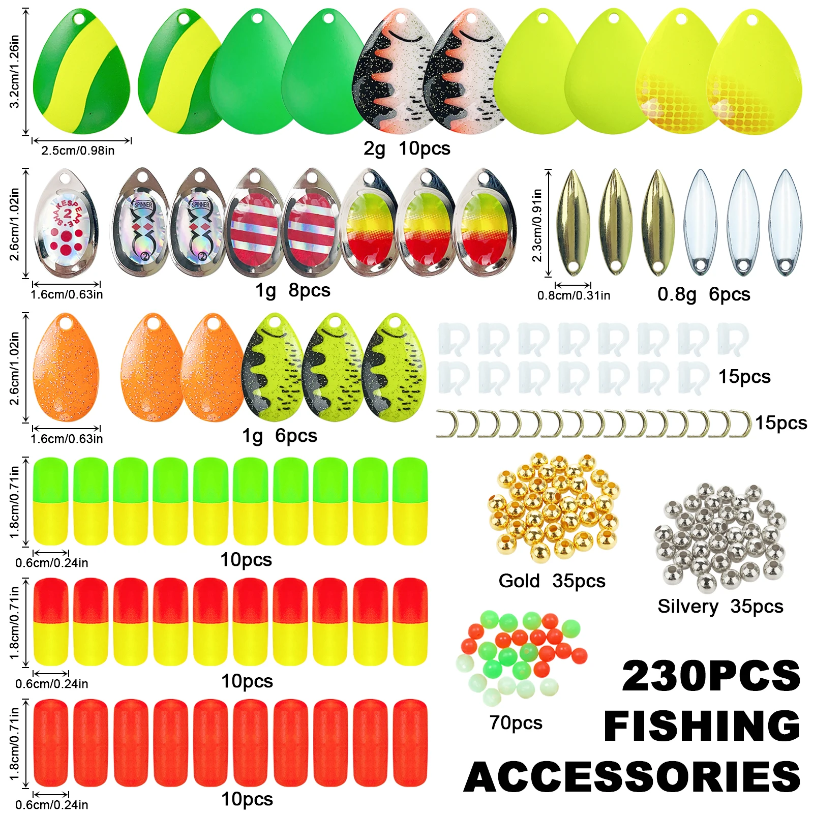 FREE FISHER Fishing Spinners Set Beads Metal Sequins Hooks DIY Spinnerbaits Accessories Rooster Blades Tackle Box for Trout/Bass