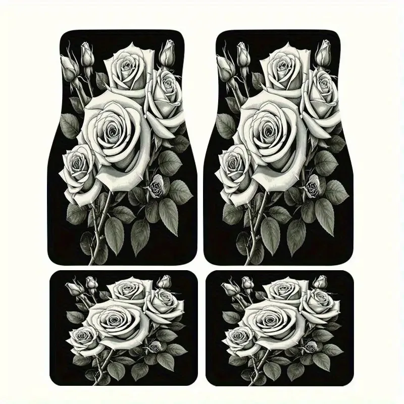 Set Of 4 Universal Car Floor Mats For Front And Rear | All-Season, Easy To Clean, Luxurious Appearance, Complete Coverage, Styli