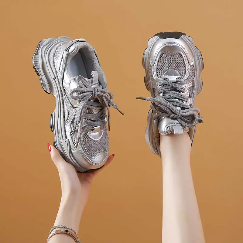 

PU Leather Chunky Chinese Style Shoes Woven Luxury Brand Sneakers Woman Tenis Black Sport High Brand Luxary Runner Shuse