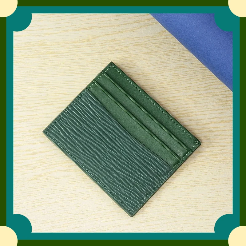 Visitenkartenetui aus Leder für Herren und Damen, Original-Trenddesign, modische Farbe, Wasserwellen-Effekt, Rindsleder, Anti-Diebstahl-Geldbörse
