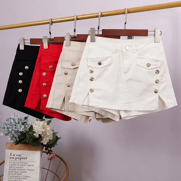 2023 Fashion Leather Skirts Shorts Women High Waist Wide Leg Red Black Shorts Streetwear Sexy Biker Shorts bootie shorts grunge