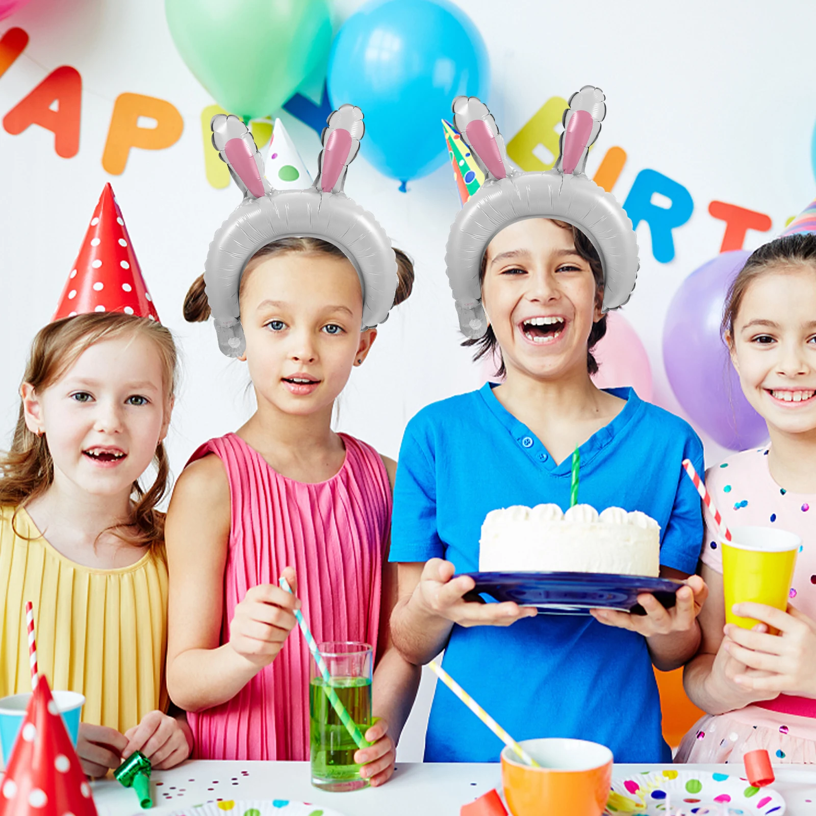 

50Pcs Cartoon Animals Balloon Headbands Inflatable Kids Balloon Decor Party Accessories Animal Headbands Animal Balloons