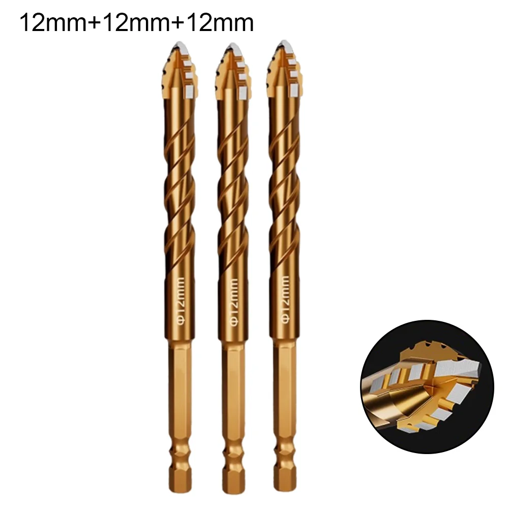 

3/4/5pcs 6.35mm Hex Shank Drill Bits Set Tile Glass Concrete Ceramic Tile Hole Opener Four-edged Drilling Tool