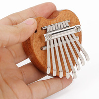 8 Keys Heart Shape Kalimba Exquisite Wooden Thumb Piano Beginner Kit Stress Relief Musical Pendant Accessories For Birthday Gift