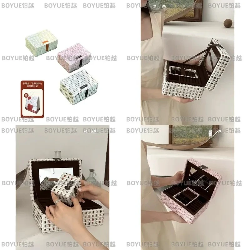French Retro Three Tier Jewelry Box Large Capacity Necklace Earring Storage Organizer Vintage Style Gift for Women