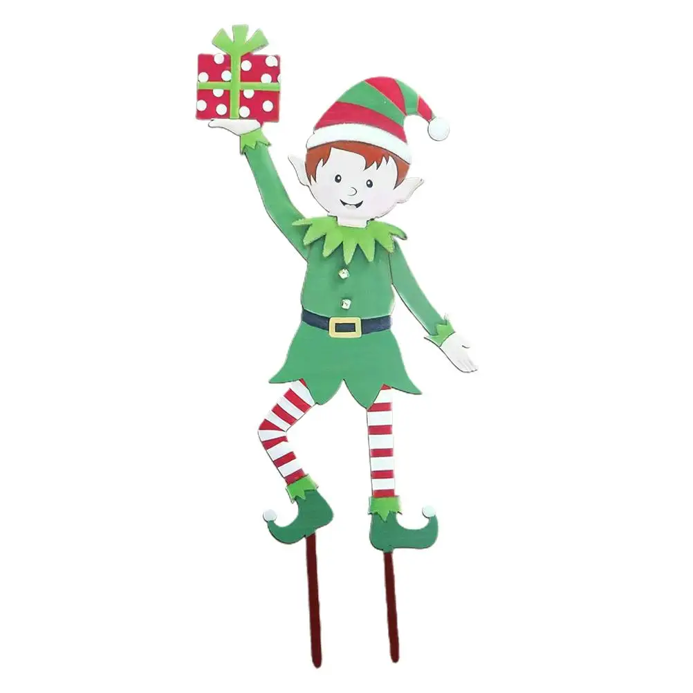 

Christmas Elf Garden Stake – Metal Gnome Yard Stake, Wrought Iron Elf Ornament for Outdoor Holiday Decoration