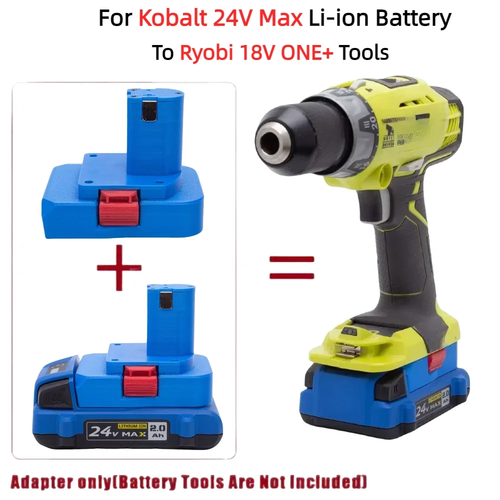 Battery Converter Adapter Accessory for Kobalt 24V Max Li-ion Battery TO Ryobi 18V ONE+ Cordless Drill Tool (Only Adapter)