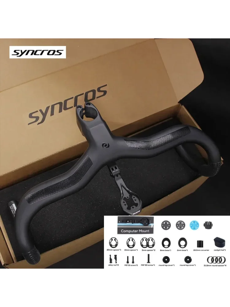 AliExpress Syncros Creston IC SL Carbon Handlebar Internal Routing Road Bicycle HandleBar Di2 Matte Black Integrated Cockpit With mount