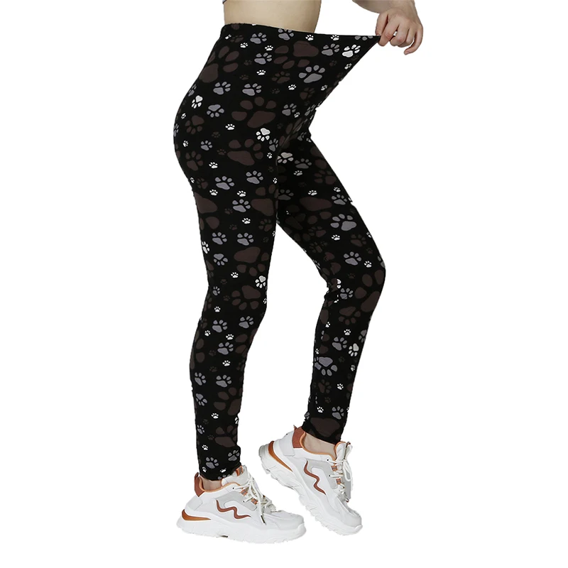 PD43 European and American Casual High Elastic Bottom Pants with Printed Small Feet and Claw Printed Pants for External Wear