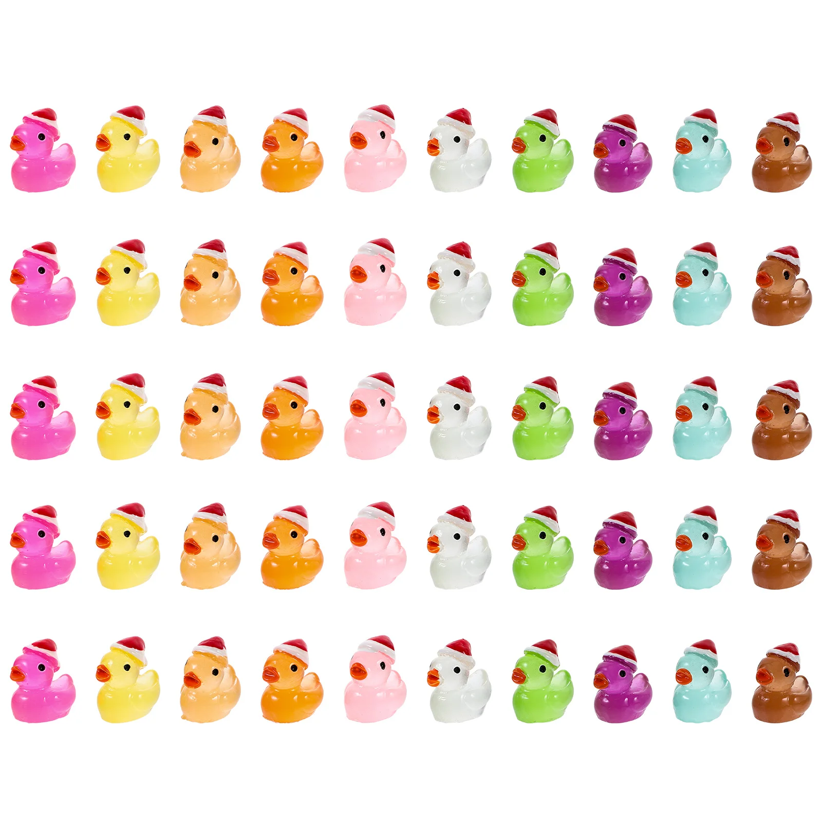 50 قطعة من زينة راتينج بطة عيد الميلاد الصغيرة تتوهج في الظلام لديكور الحديقة والمناظر الطبيعية الصغيرة والتصميم الداخلي للسيارة