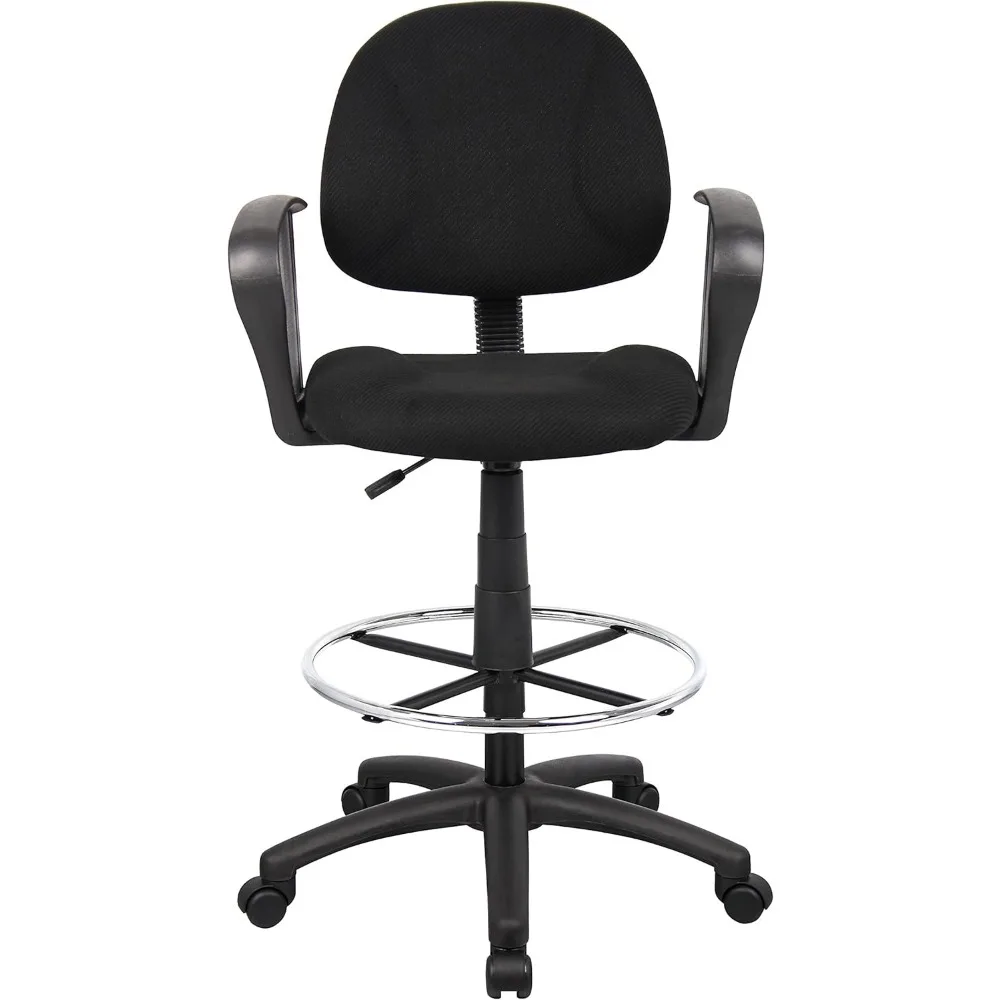 كرسي Boss Office Products المريح مع أذرع حلقة باللون الأسود، متوسط الظهر #5