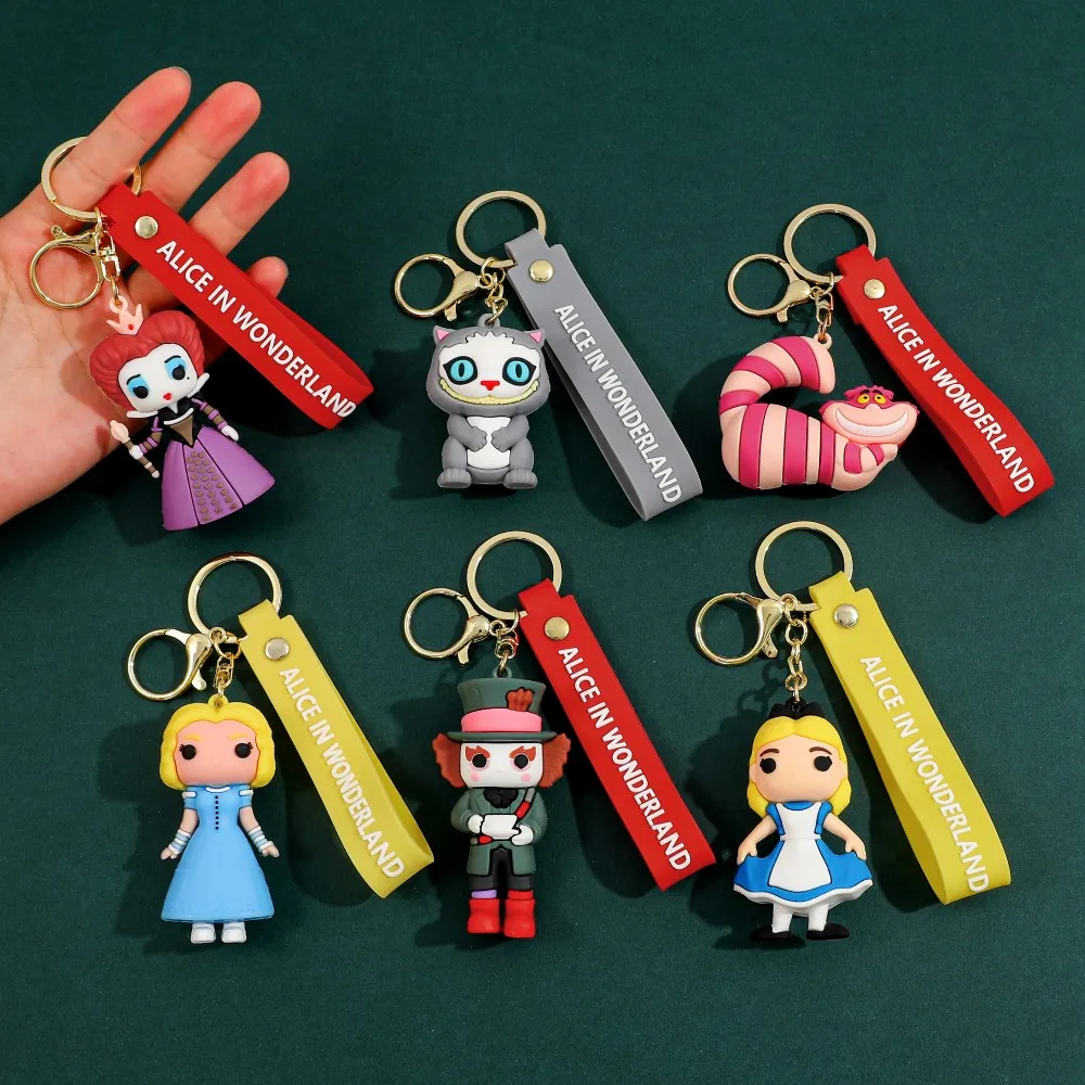 Alicia en el país de las Maravillas, el Sombrerero Loco y la Reina Roja, llavero de varios personajes, llavero de coche, bolso decorativo de moda personalizado
