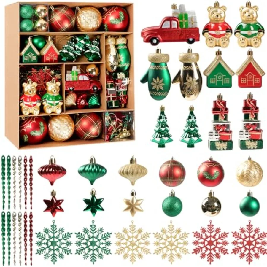 

Pcs Christmas Ball Ornaments Assorted Shatterproof Hanging Decor for Christmas Tree Decorative Traditional Ornaments Bulk Holid