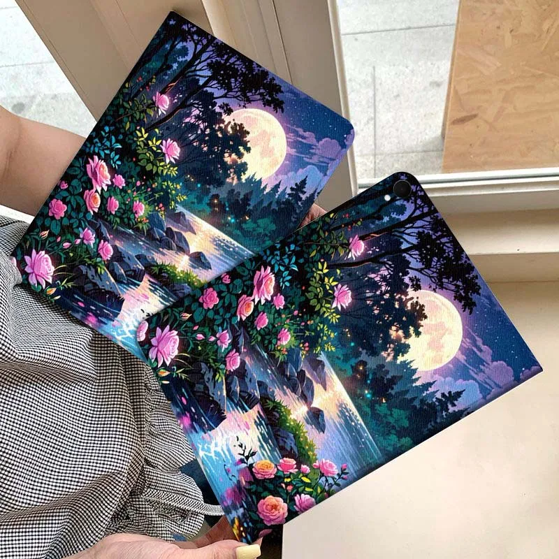 

Blue Butterfly White Rose Gift For Samsung Galaxy Tab S11 A11 A9 A8 S6 A 10.1 A7 10.4 Plus 2025 2023 Tablet Case