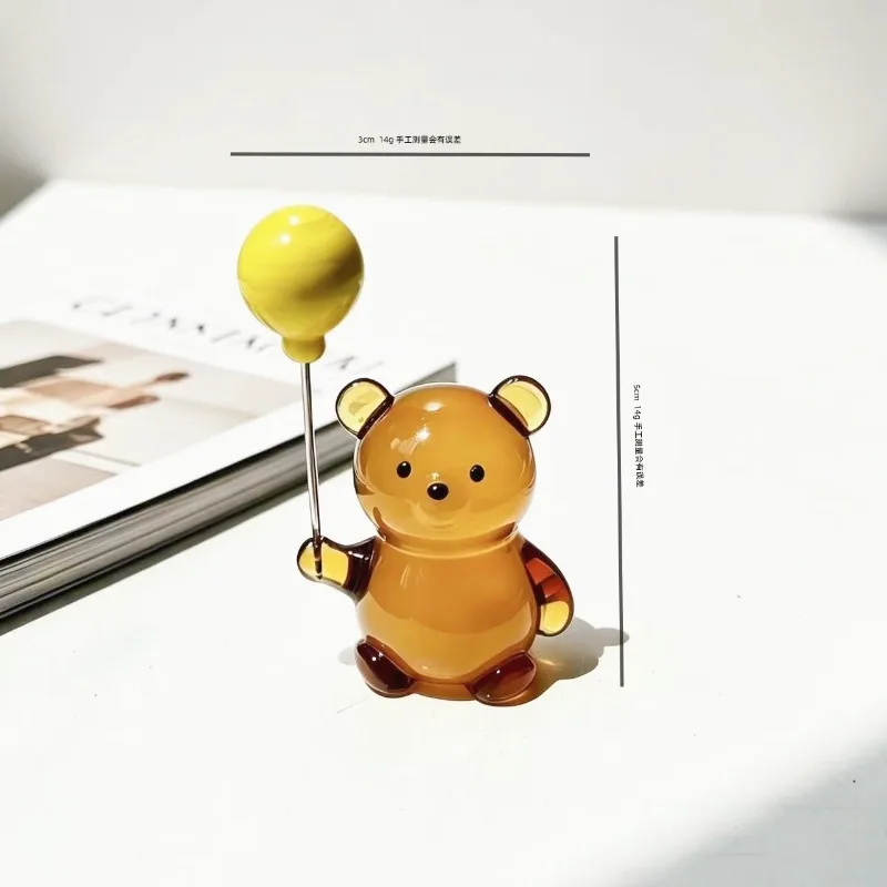 Handmade Light Luxury Glass Balloons, Teddy Bears, Desktop Decoration Crafts, Mini Animal Ornaments for The Entrance Hall