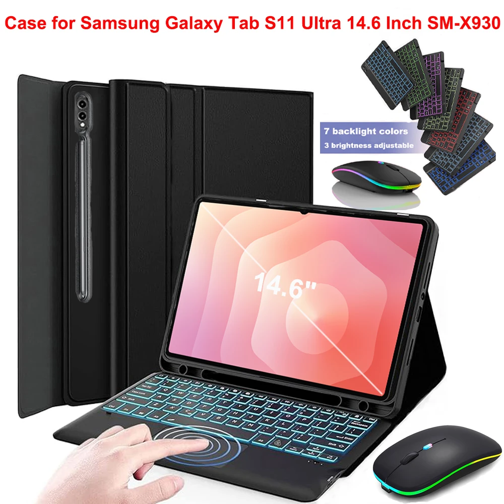 Case for Samsung Galaxy Tab S11 Ultra 14.6 Inch, Detachable Bluetooth Keyboard Cover for Samsung Tab S11 Ultra 14.6 SM-X930