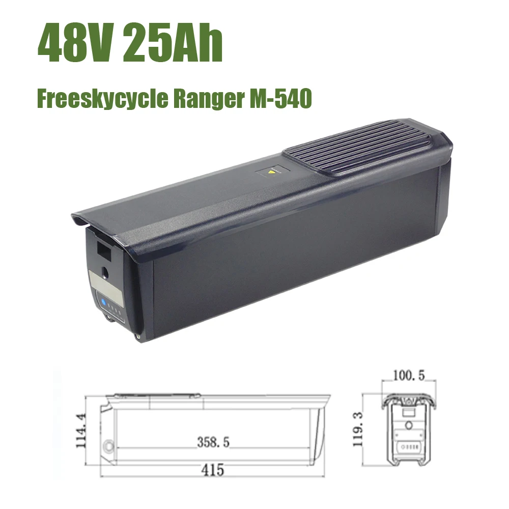 

Freeskycycle Ranger M-540 Сменный аккумулятор для электровелосипеда с двумя двигателями и пониженным механизмом 48 В 25 Ач 50E 21700 Электрический грузовой велосипед Big Dog