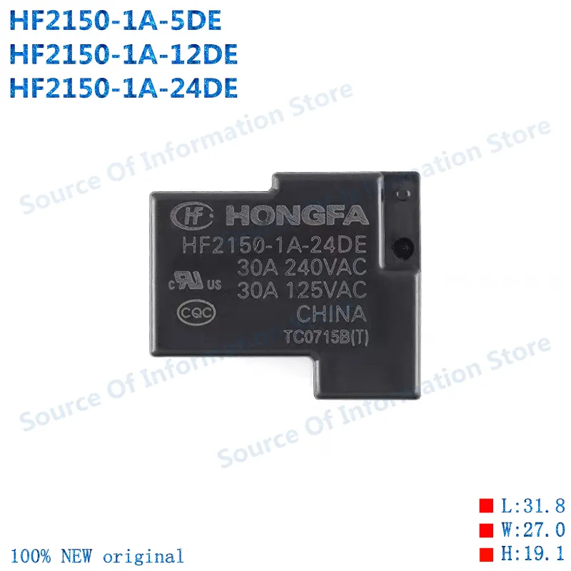 5Pcs HF2150-1A-5DE/12DE/24DE Power Relay  5V 12V 24V 4Pin 30A 100% New