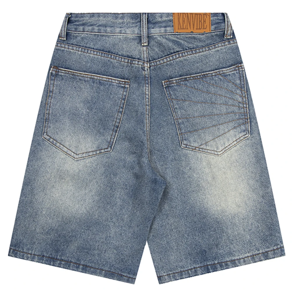Custom Summer Wholesale Wide Leg Distressed Loose Straight Leg High-rise Vintage Luxury Heavyweight Men's Denim Shorts