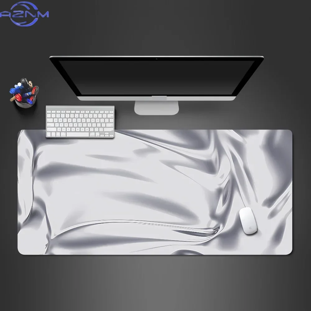 Abstract Silver liquid Mouse Pad  Desk Mat Gaming Mouse Pad Rubber Large Keyboard Mousepad XXL Room Decoration Accessories