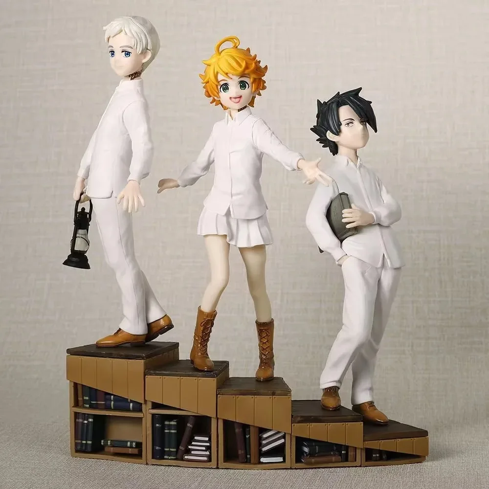 

The Promised Neverland Norman Emma Ray 1/8 Scale Standing Anime Action Figure Set Collectible Boxed Statue With Book Shelf Base
