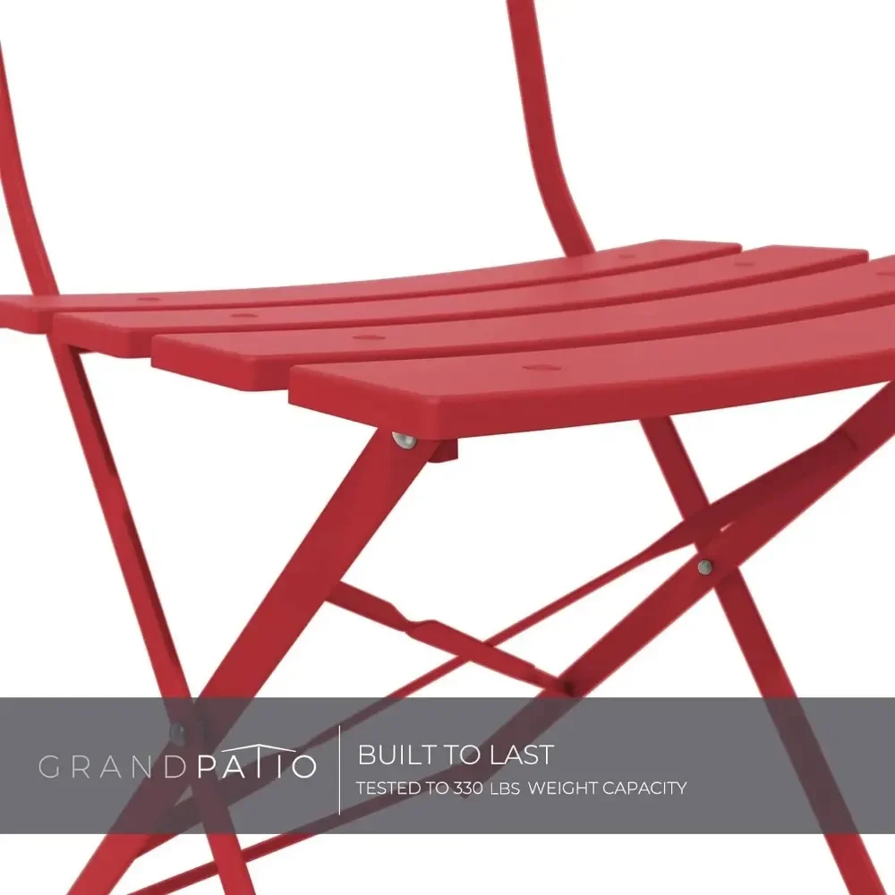 Qualidade Quadro Bistro Set, Mesa dobrável e cadeira Set, 3 Patio Set, Vermelho