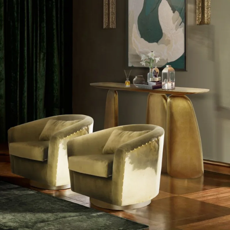 Entrance foyer wall decorative cabinet entrance corridor end view table design sense gold bar table