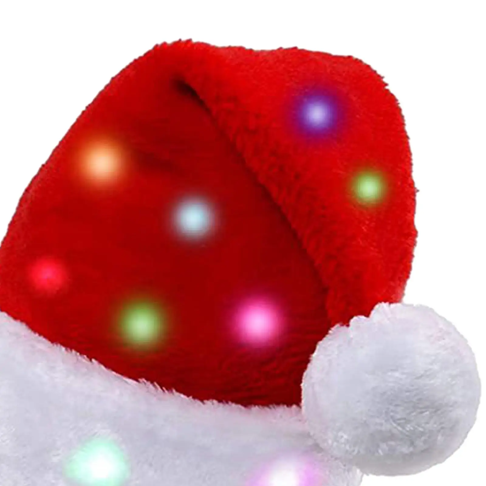 LED Santa Hat with Pompom Xmas Flashing Cap for Adults Festival Party Photoshoot Prop