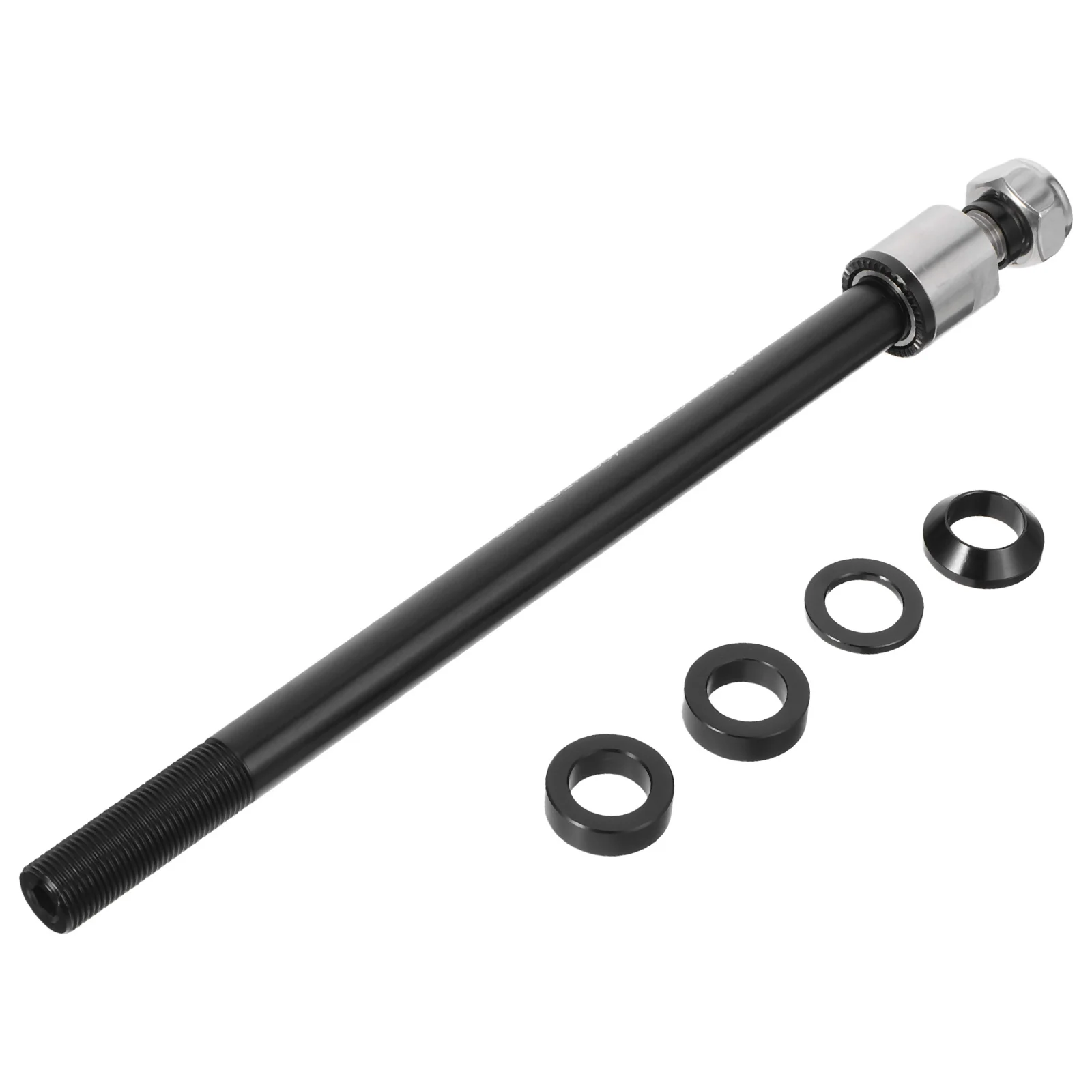 

1 set 1 Set Black Bicycle Thru Axle Durable Mountain Road Bike Axle Quick Release Front Rear Hub Replacement - Bike Trailer