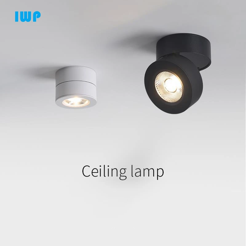 

Anti-dizziness downlight surface mounted living room foldable adjustable led spotlight round bedroom aisle ceiling ceiling light