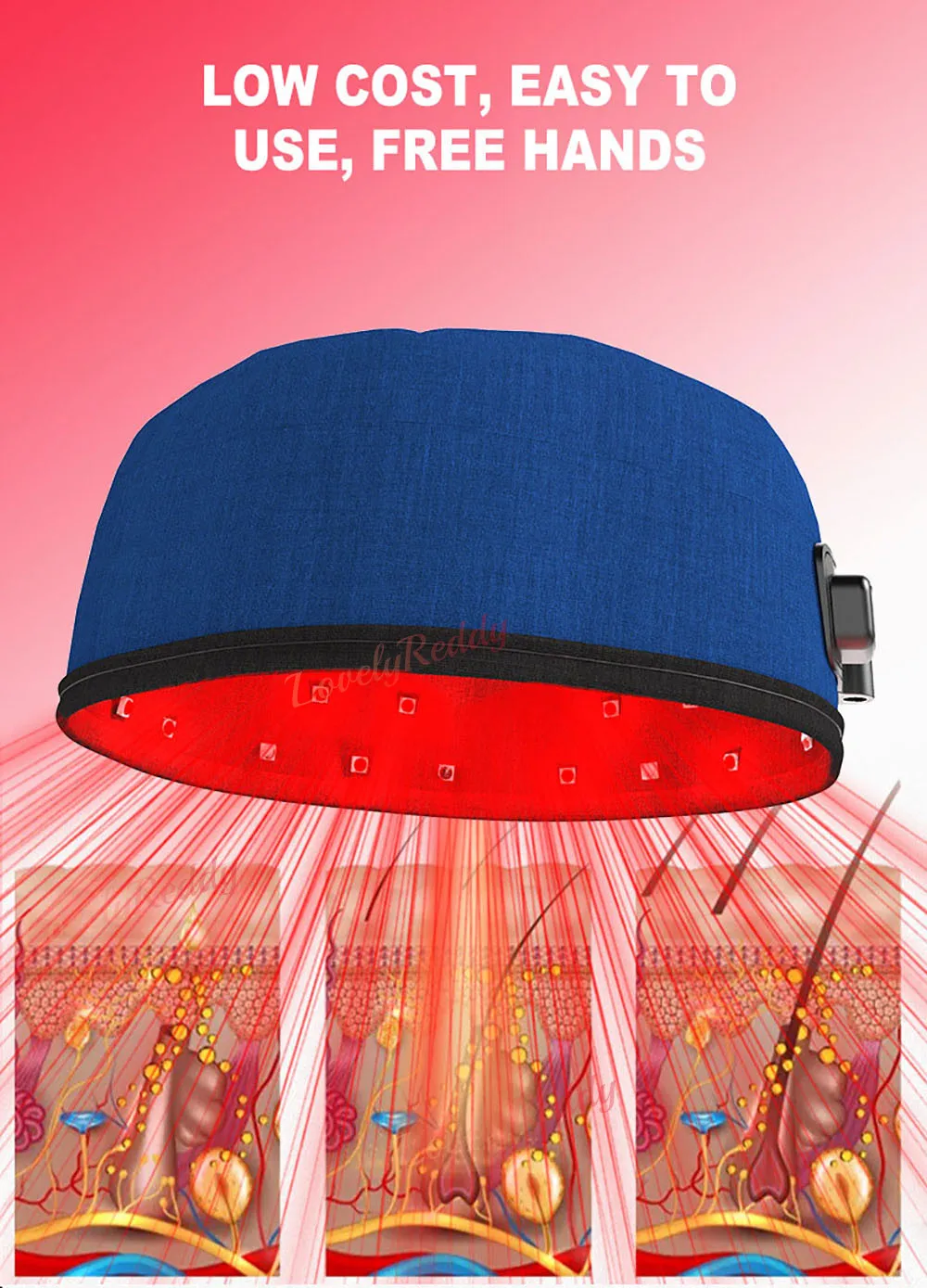 Gorro de terapia roja con Led calentada, tratamiento antipérdida de cabello, luz infrarroja de bioterapia de 850nm, sombrero Anti cabello graso, herramientas para el cuidado de la cabeza de la clínica