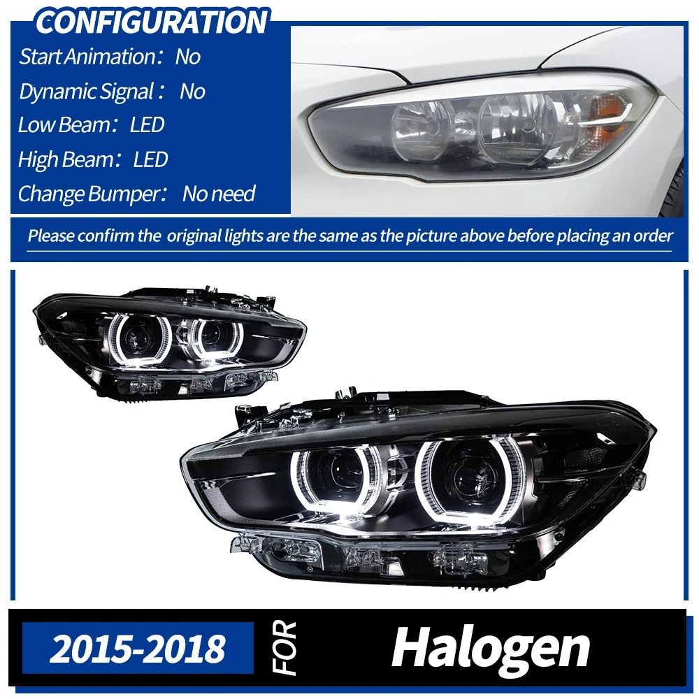 مناسبة لمجموعة المصابيح الأمامية BMW 1 Series F20 2015-2018 لتعديل الجري النهاري على شكل ملعقة ليزر LED