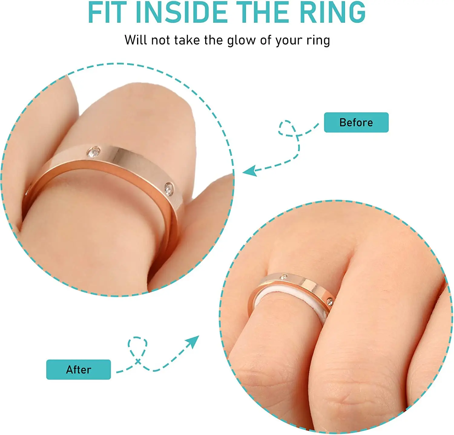 Para cualquier anillo, pegatinas de ajuste de tamaño, anillo transparente de silicona de gran tamaño, tensor fijo Invisible, reductor, herramientas de joyería de redimensionado