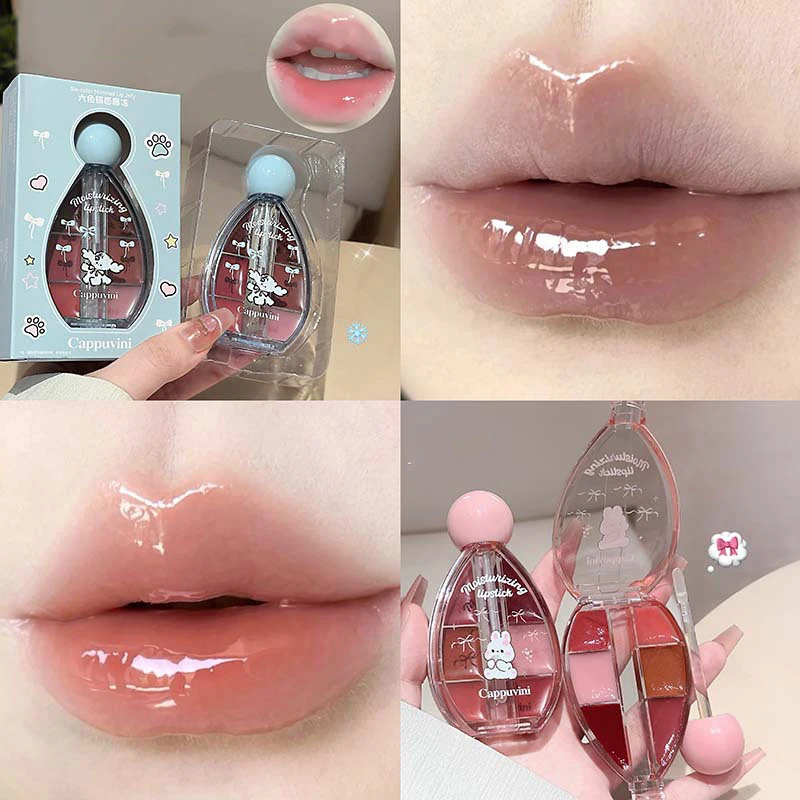 Cappuvini Idratante Facile da colorare Smalto per labbra Rossetto per trucco Durata Sei colori Acqua Luce Lucidalabbra Effetto trucco