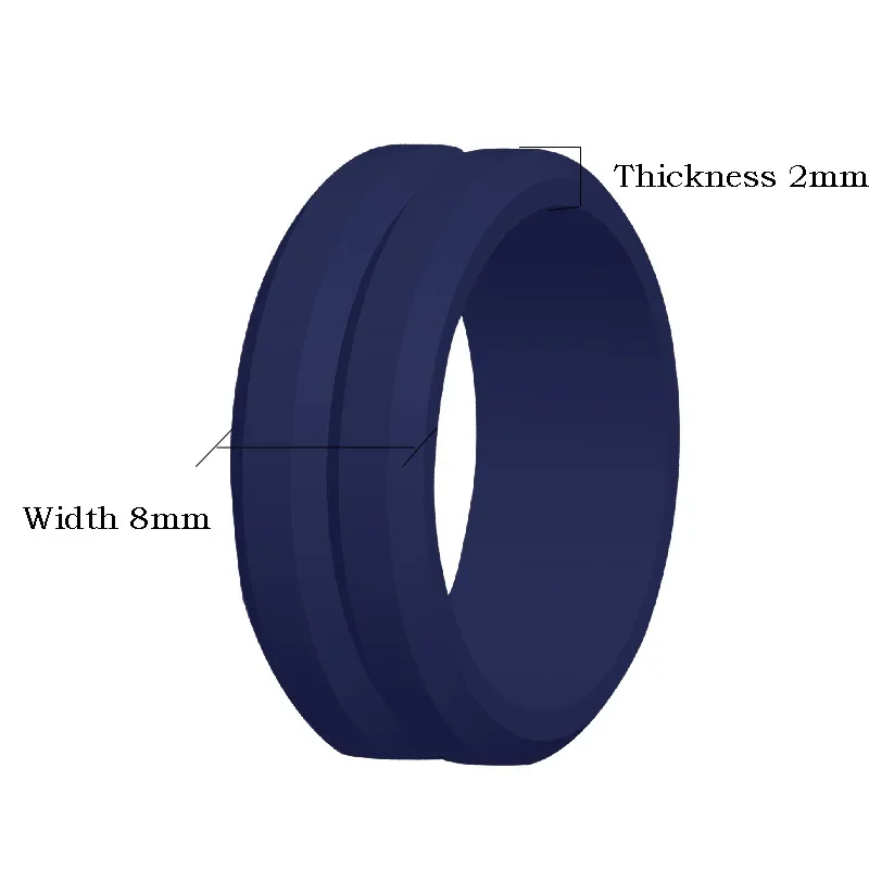 7pcs/set Fashion Silicone Rings 8mm V-groove Men Sports Casual Wedding Rubber Bands Hypoallergenic Flexible Silicone Finger Ring