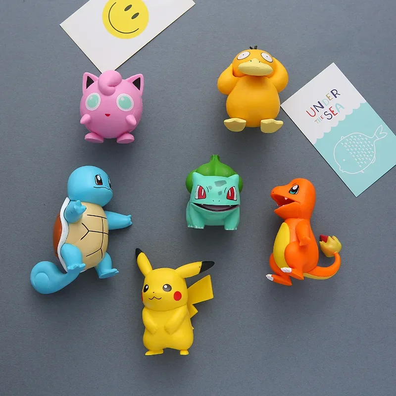 

6 Random 1 Pokemon Pikachu Charmander PVC Doll Refrigerator Magnet Anime Figure Cartoon Home Decoration Kid Toys Birthday Gifts