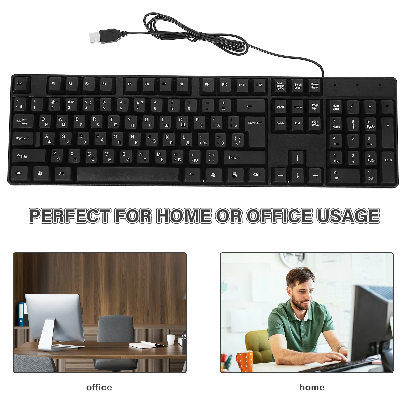 

Usb Full Size Keyboard For Work Gaming With Numeric Keypad Desktop Computer Keyboards Office Laptop Electronic Keyboard