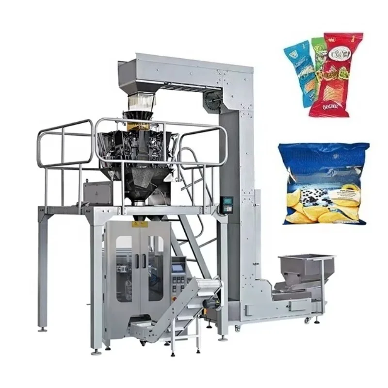 Customized Automatic Weighing Packing Machine for Puffed Rice Cashew Nuts Cookies Dried Veggie Chips Snack Food Packaging