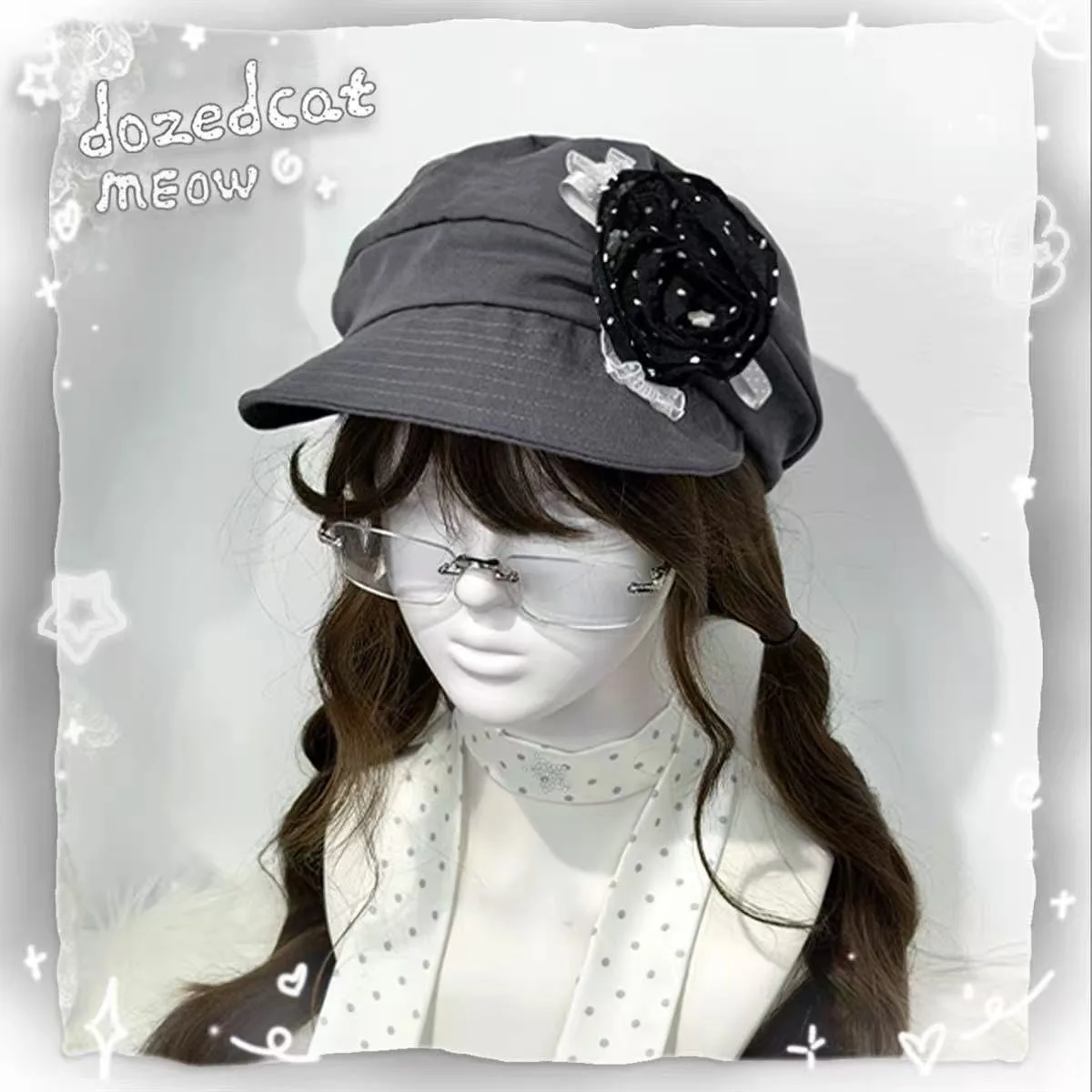 hat spot flower y2k accessories beret hats for woman y2k hat summer headwear for women cute cap woman hat High-quality  2026