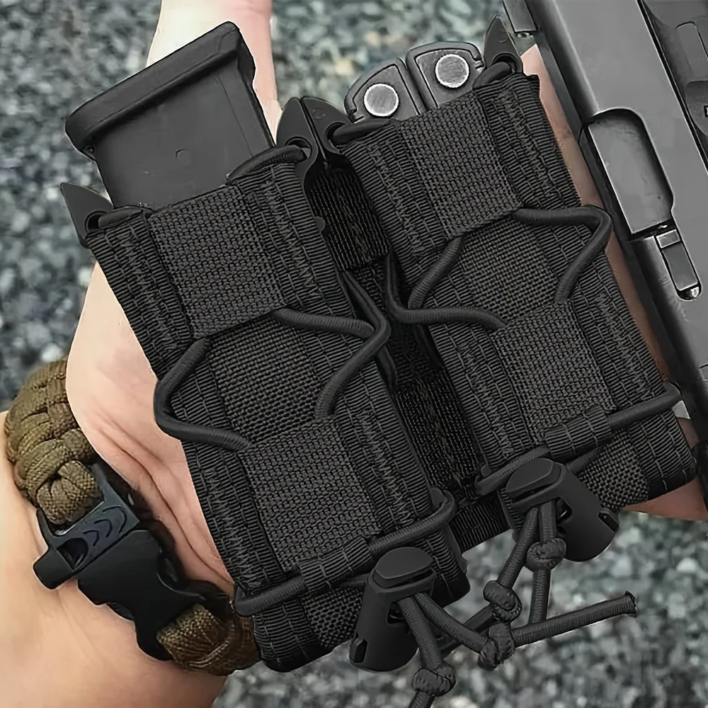 MOLLE Magazine Outdoor Tiger 9mm Twin Tactical Quick-Draw Function Pouch Pistol Magazine Bag Storage Accessory Bag