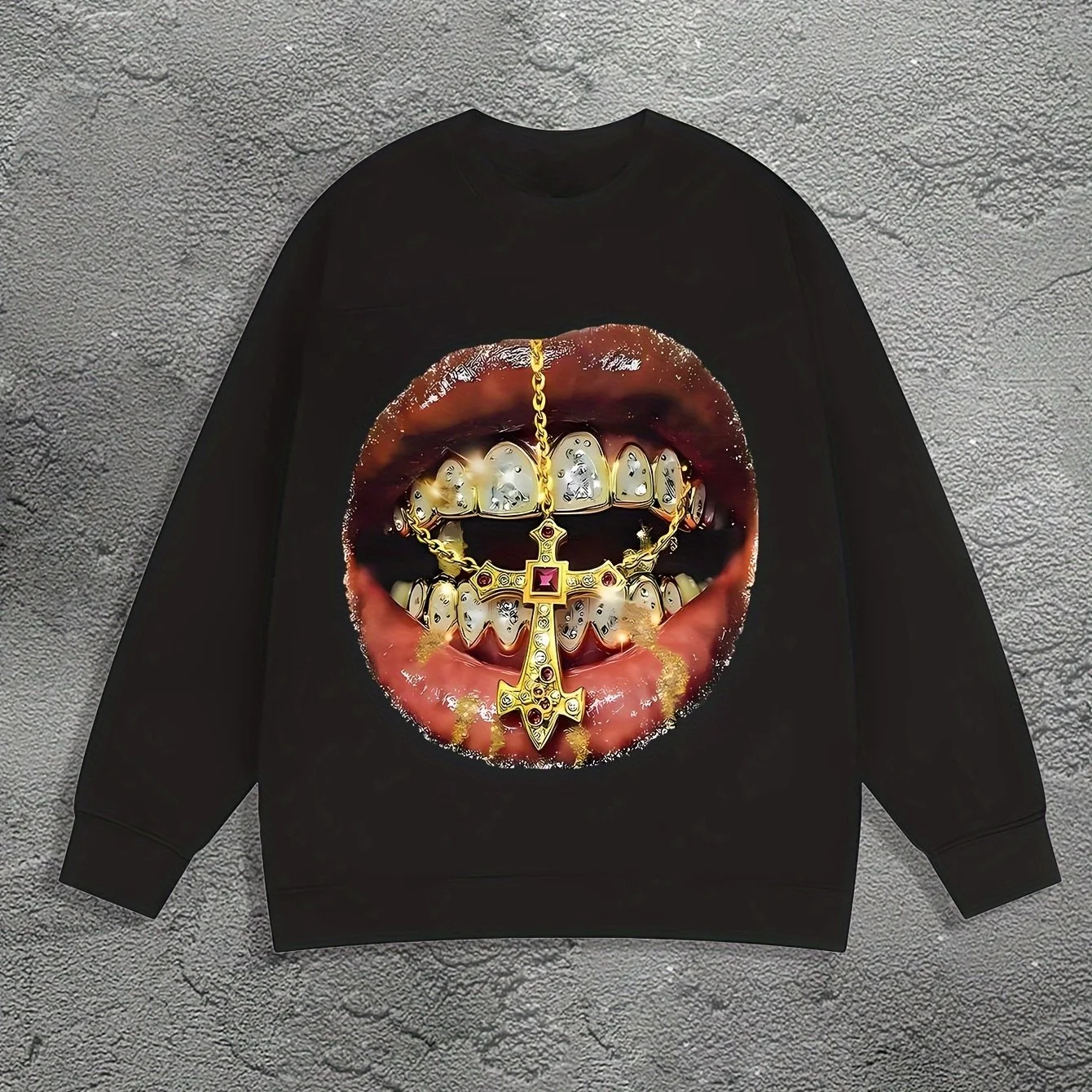 

Осенне-зимняя мужская и женская спортивная одежда с золотым принтом губ, повседневная свободная уличная одежда с длинными рукавами