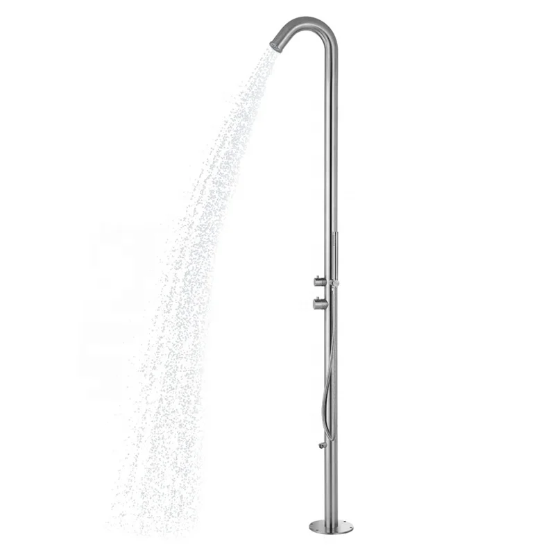 

Stainless steel outdoor shower. Backyard Garden Pool Beach Solar Outdoor Stand Up Shower Faucet Shower Column