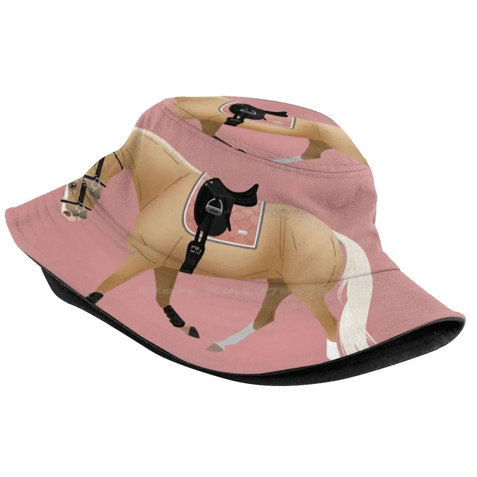 Palomino Dressage Horse - Equine Rampaige Sun Cap Fisherman Hat Bucket Hats Palomino Horse Extended Trot Dressage Horse