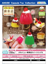 Original Gashapon Cute Anime Capsule Toys Kissaten Strawberry Cherry Pudding Ring Kawaii Miniature Figure Gift