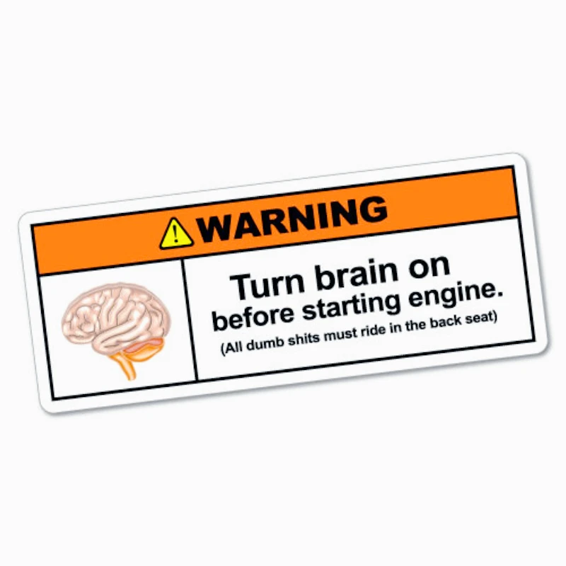 

Car decoration decals Turn Brain On Sticker Funny Car Stickers Novelty Decals 15cm PVC KK